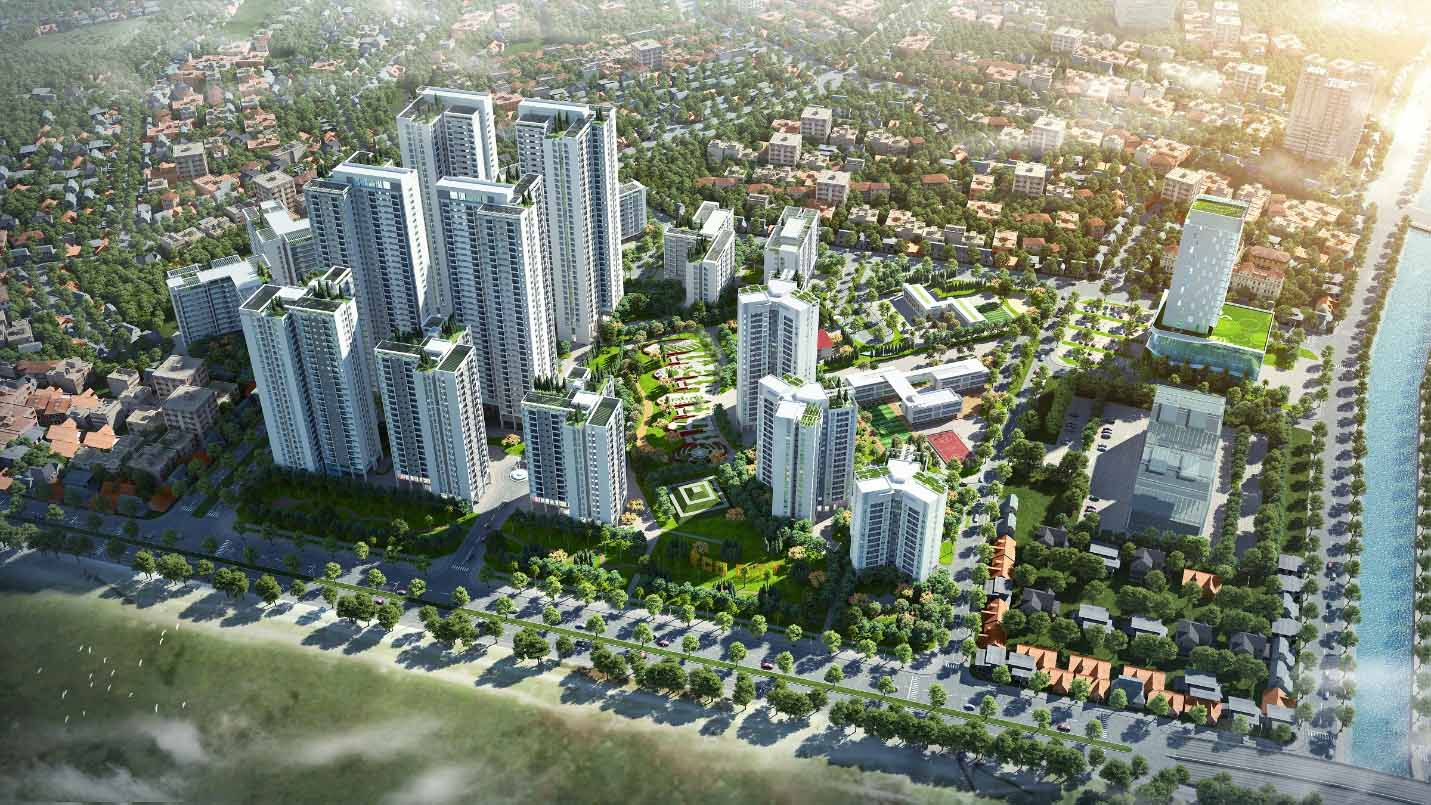 phối cảnh chung cư viha flora hồng hà eco city