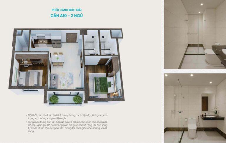 thiết kế căn 2pn chung cư viha flora hồng hà eco city